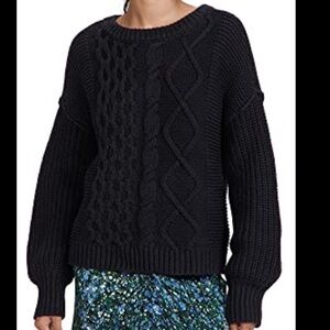 Free People Sunset Cloud Sweater Womens S Black Excellent Cable Knit Pullover